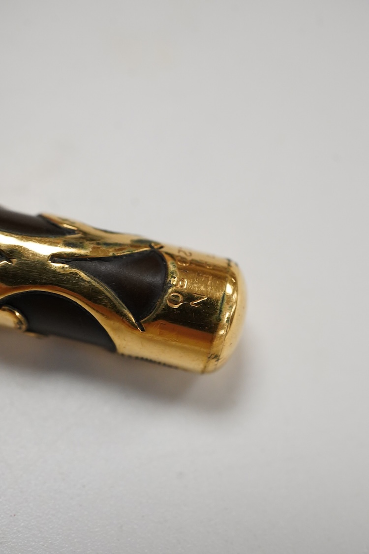 A rare Mabie Todd & Co. gold filled filigree chatelaine eye-dropper with flexible nib with over- and-under feed
